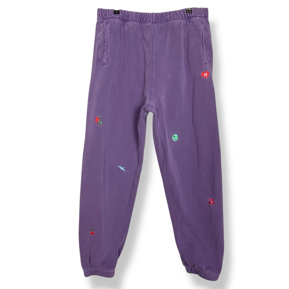 Teddy Fresh‎ Joggers Everything I Love Sweatpants Embroidered Icons XL Purple